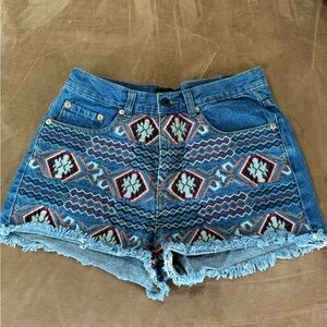 Embroidered Denim Women Shorts